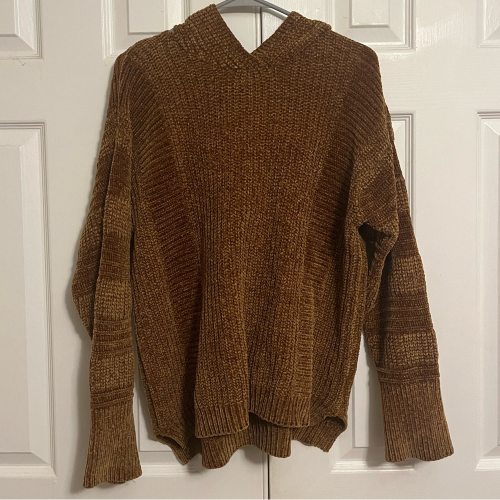 Mustard Brown Hooded Sweater